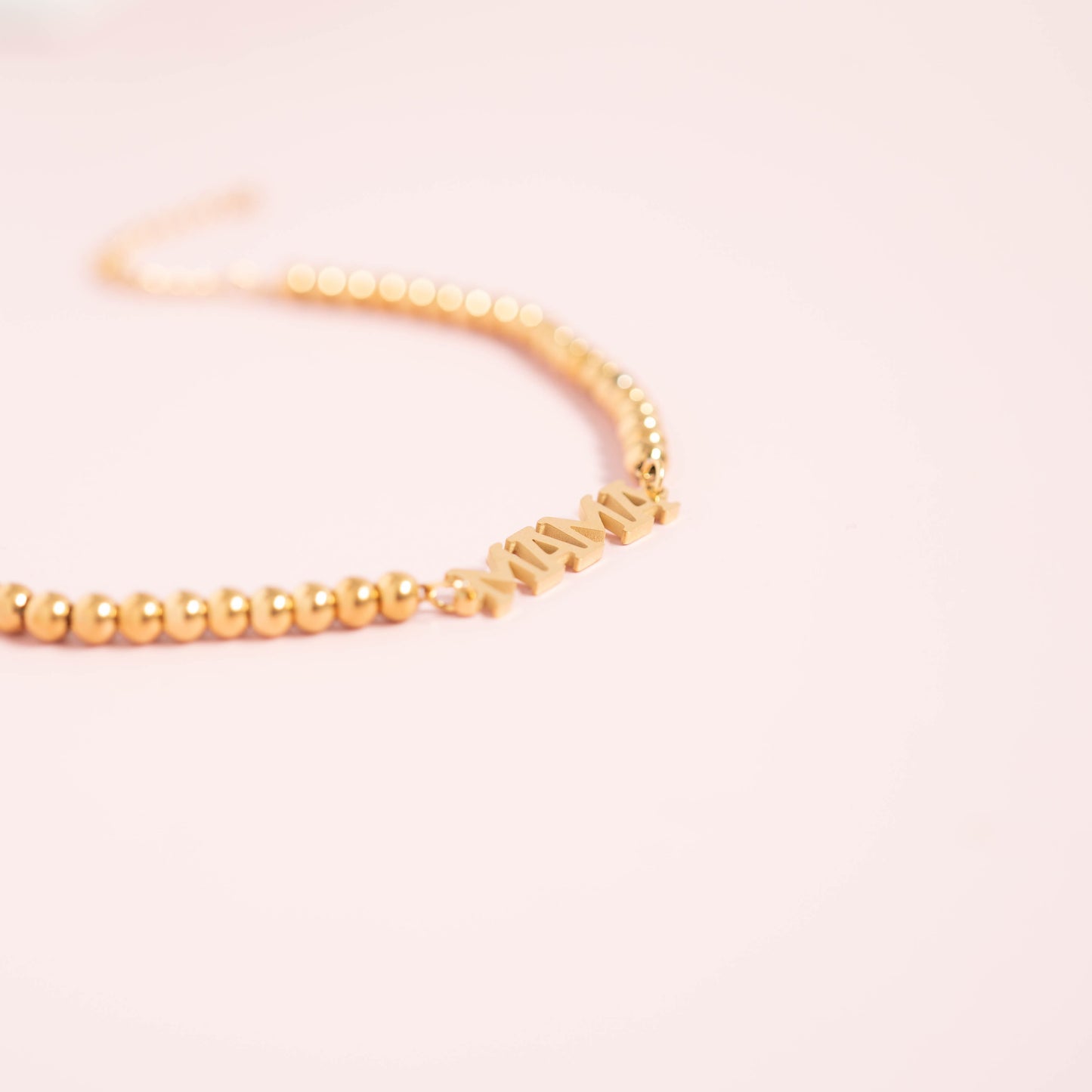 18K Gold PVD Stainless Steel Mama Beaded Bracelet / BRJ1053