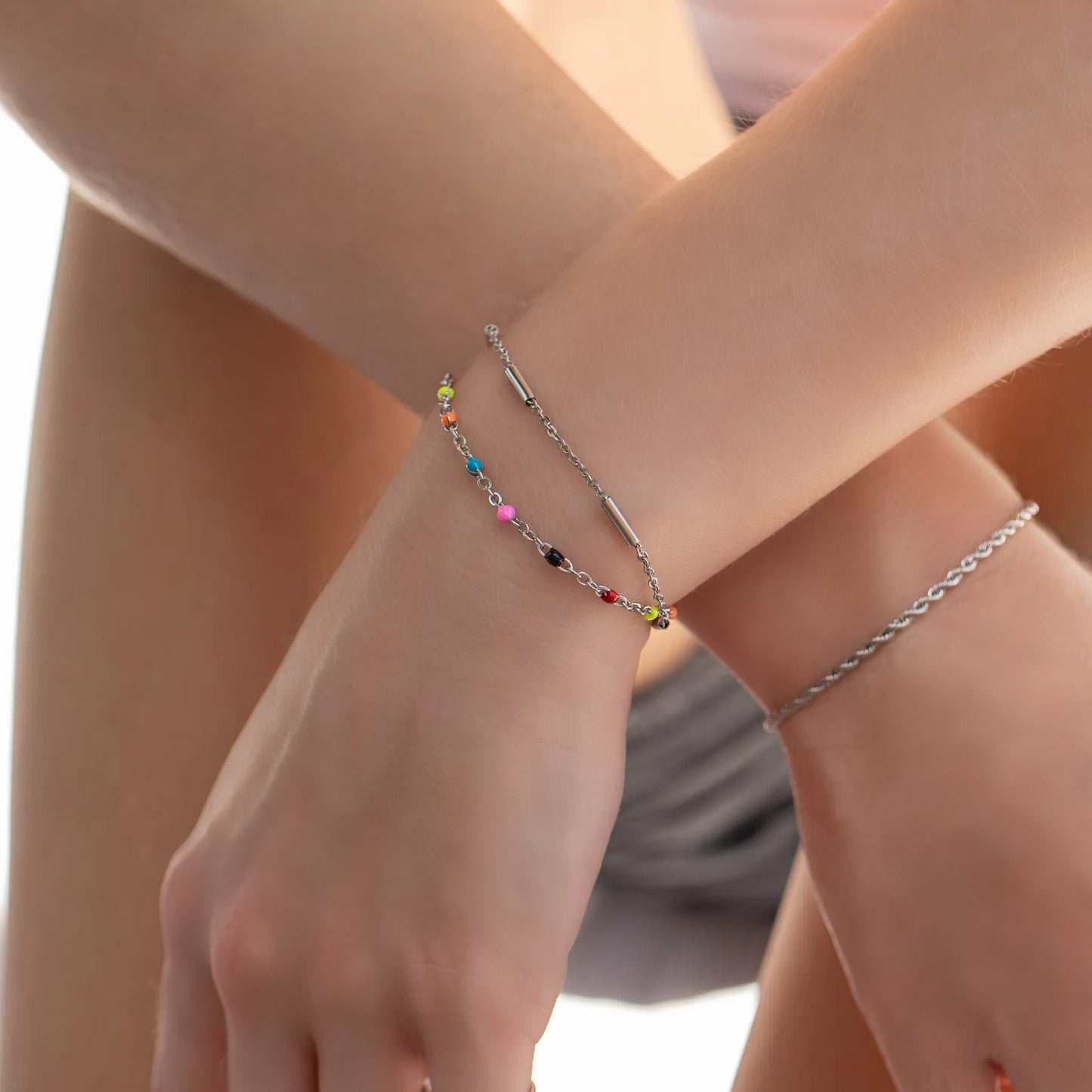 18K Gold PVD Stainless Steel Muti Color Confetti Bracelet / BRJ1060