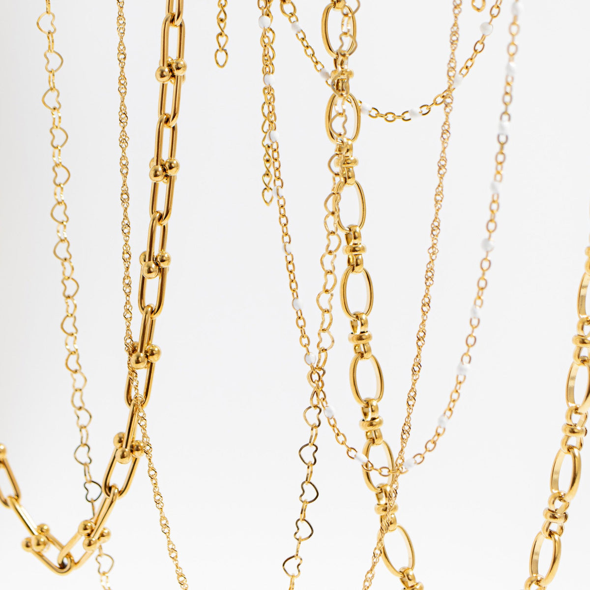 18K Gold PVD Stainless Steel Heart Chain Necklace / CHN0096