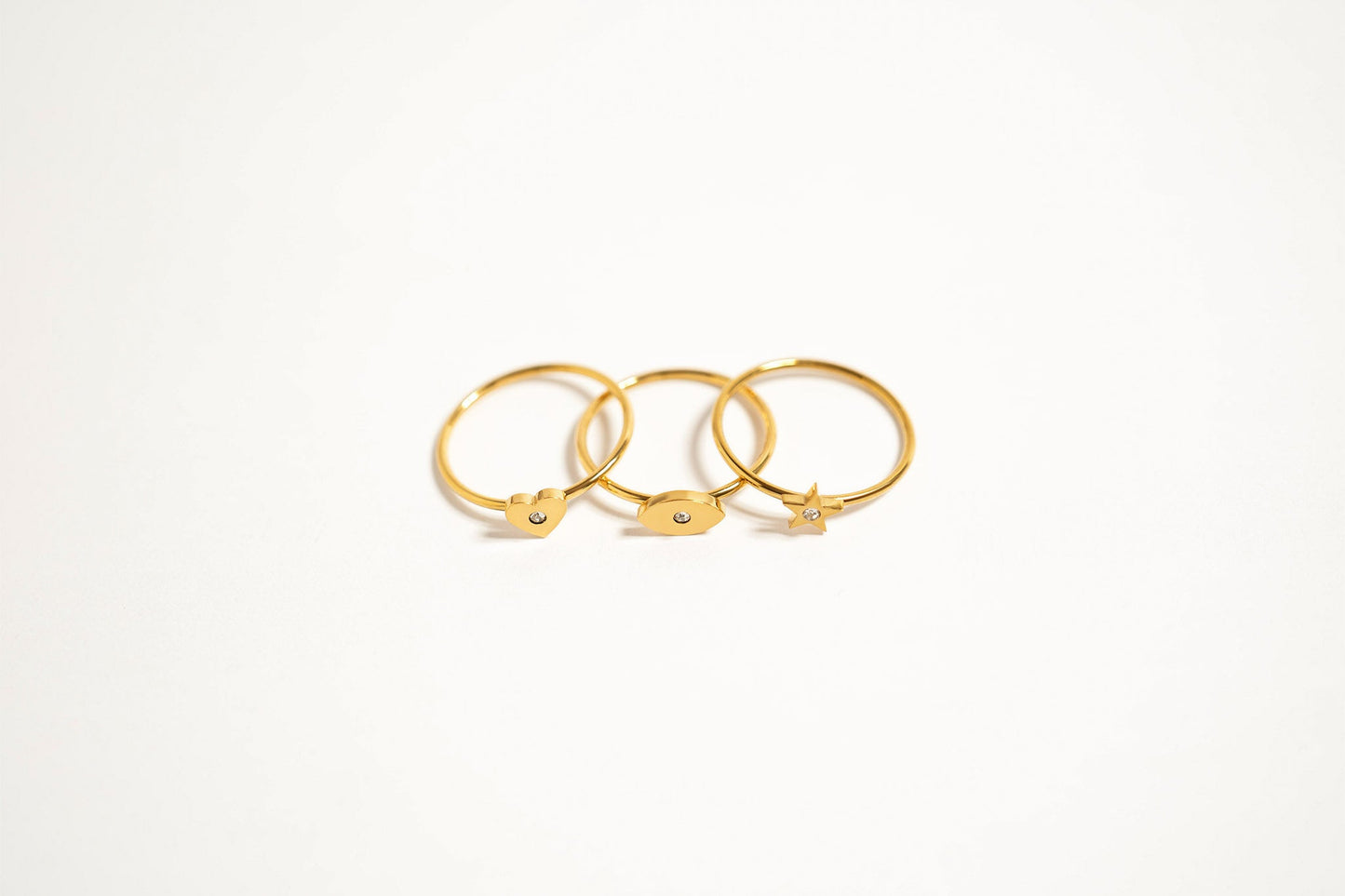 18K Gold PVD Stainless Steel Four Leaf Clover Symbol Ring / ZRJ0002