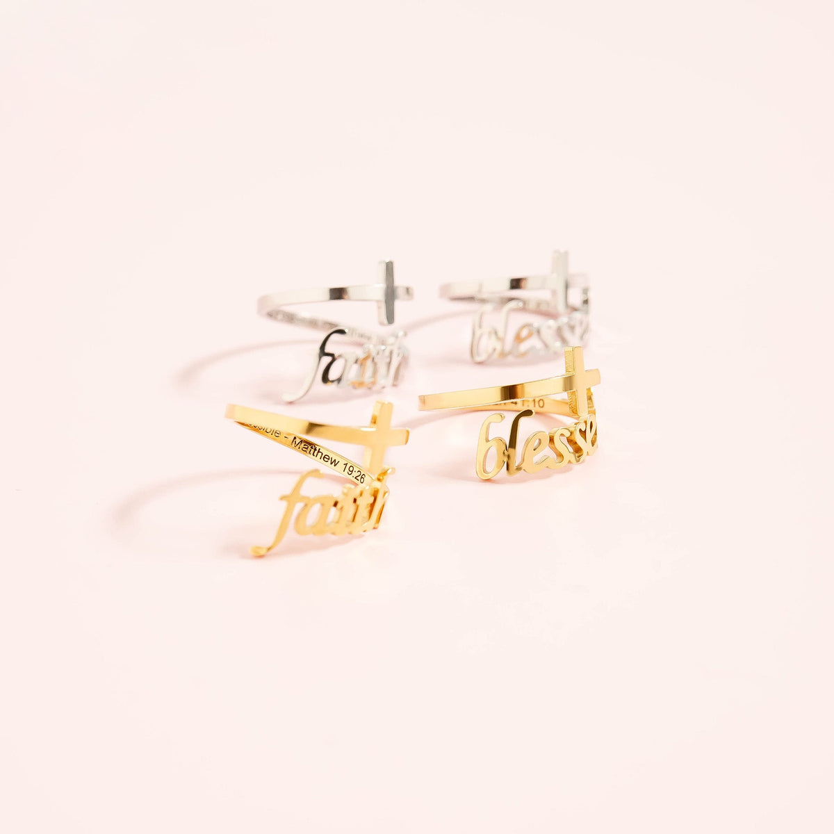 18K Gold PVD Stainless Steel Adjustable "Faith" Ring / KSS0008