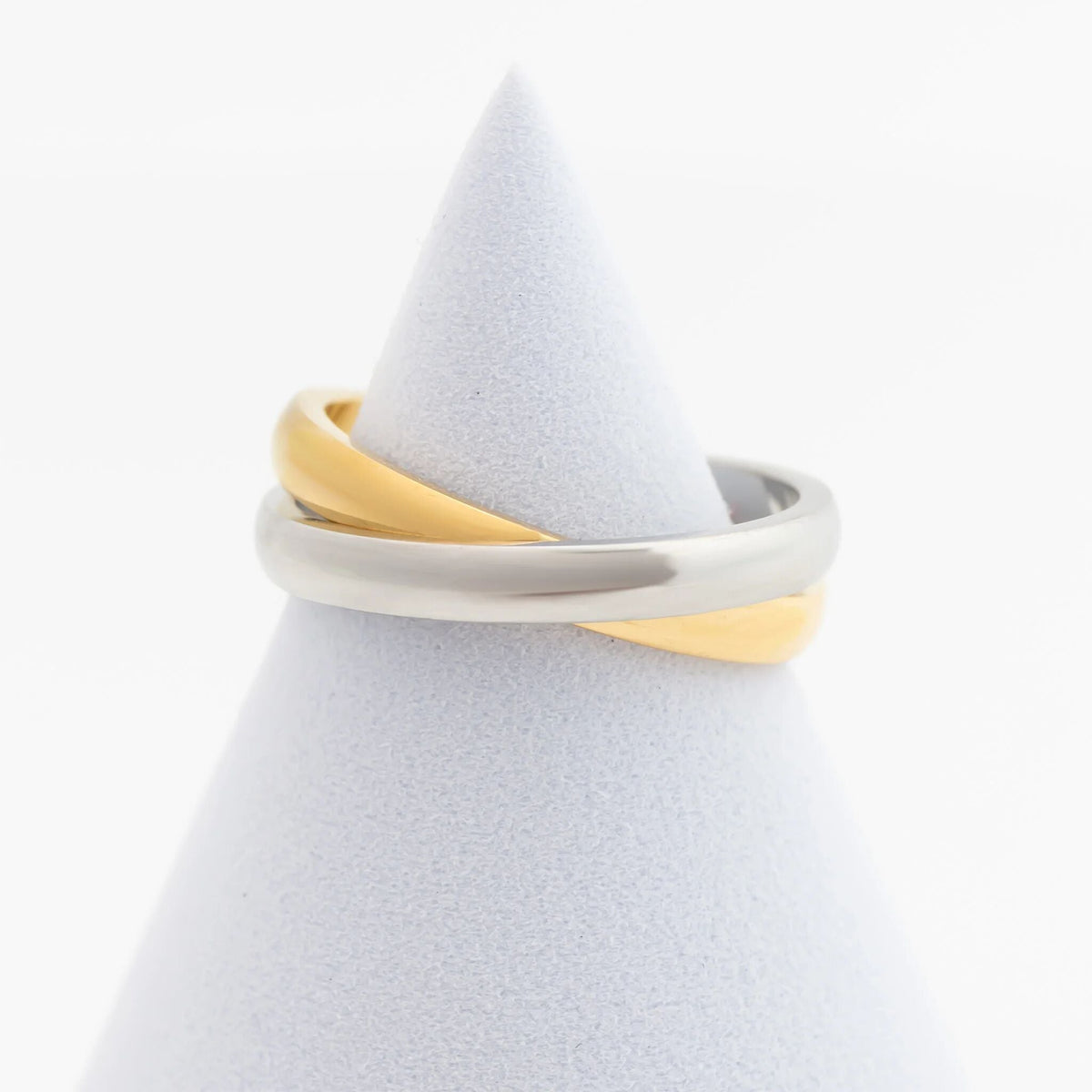 18K Gold PVD Stainless Steel Mixed Metal Intertwined Ring / KSS0023