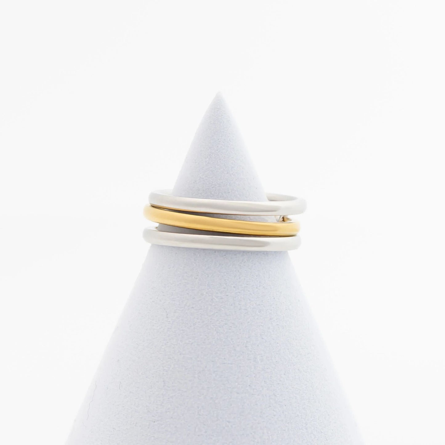 18K Gold PVD Stainless Steel Mixed Metal Triple Intertwined Ring / KSS0025