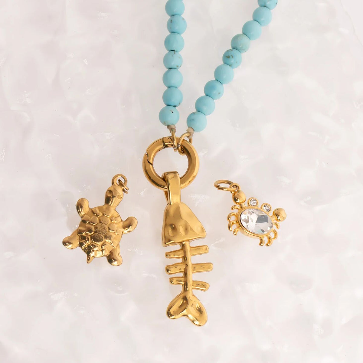 18K Gold PVD Stainless Steel Fish Bone Charm / PDL0353