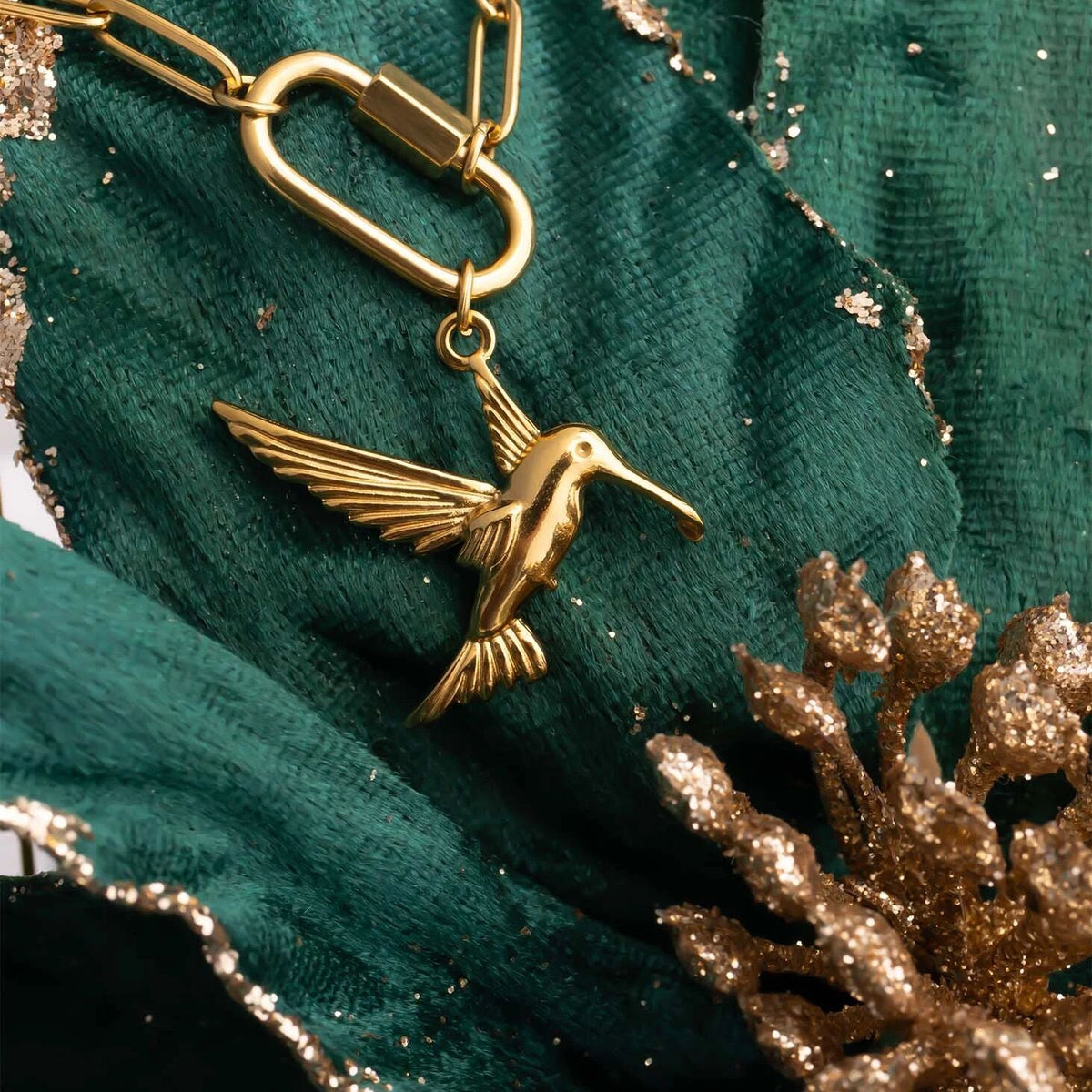 18K Gold PVD Stainless Steel Humming Bird Charm / PDL0354