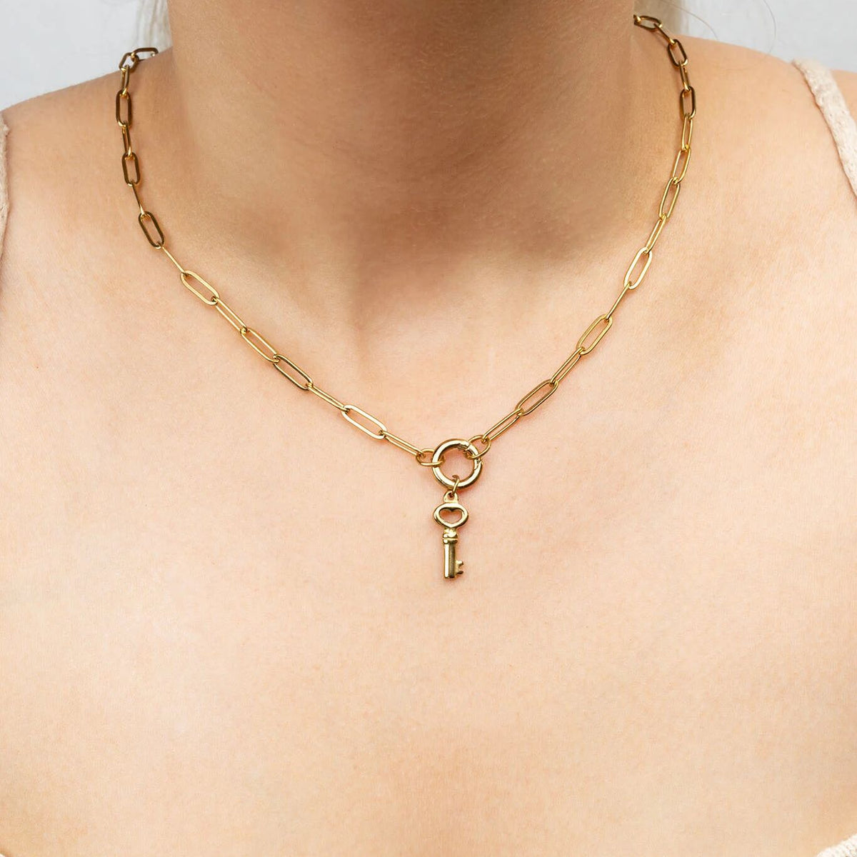 18K Gold PVD Stainless Steel Key Charm / PDL0413