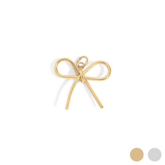 18K Gold PVD Stainless Steel Thin Bow Charm / PDL0292