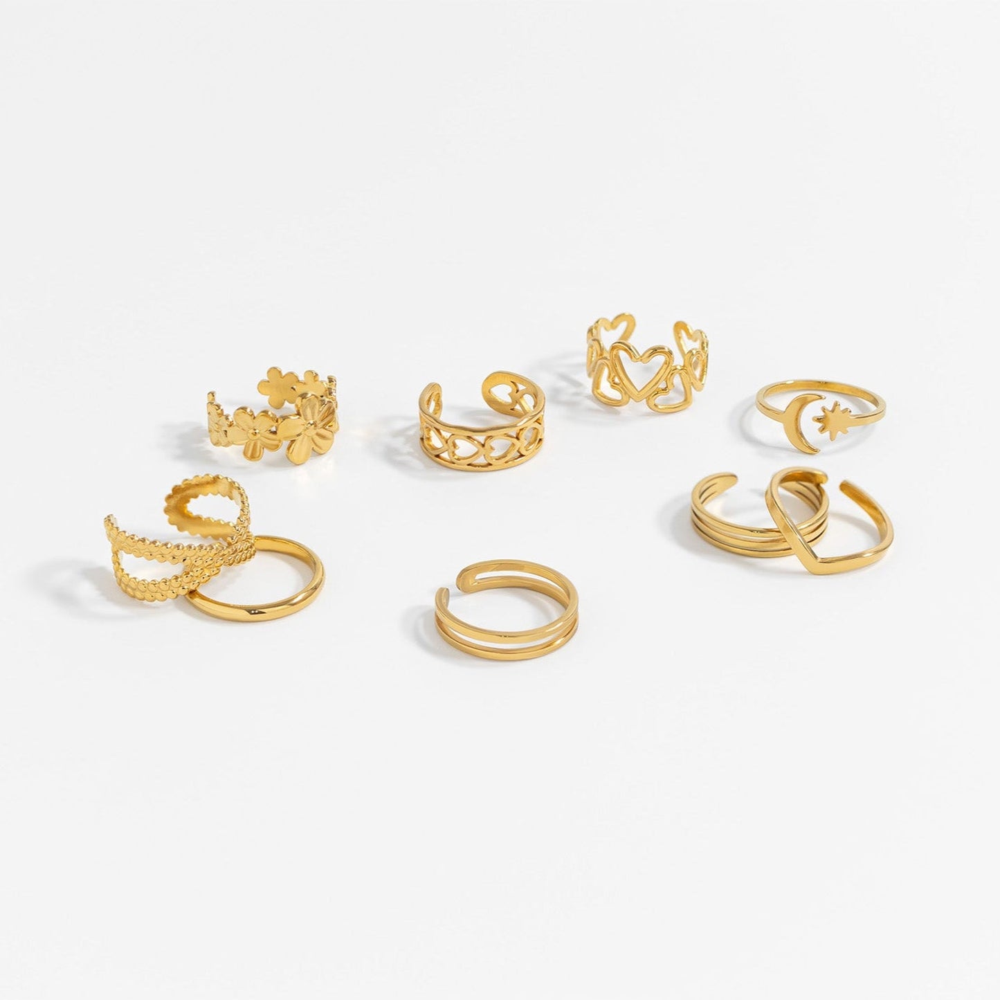 18K Gold PVD Stainless Steel Moon And Star Toe Ring / KSS0019