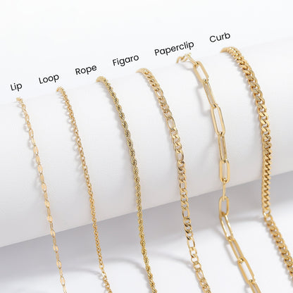 18K Gold PVD Stainless Steel Figaro Chain Necklace / CHN9600
