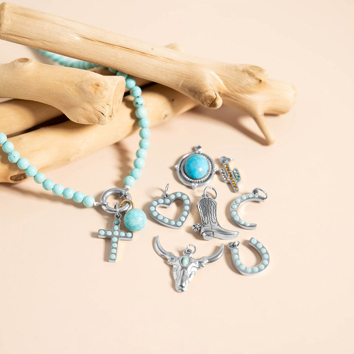 Semi Precious Natural Stone Charm Keeper Necklace / SBB0305