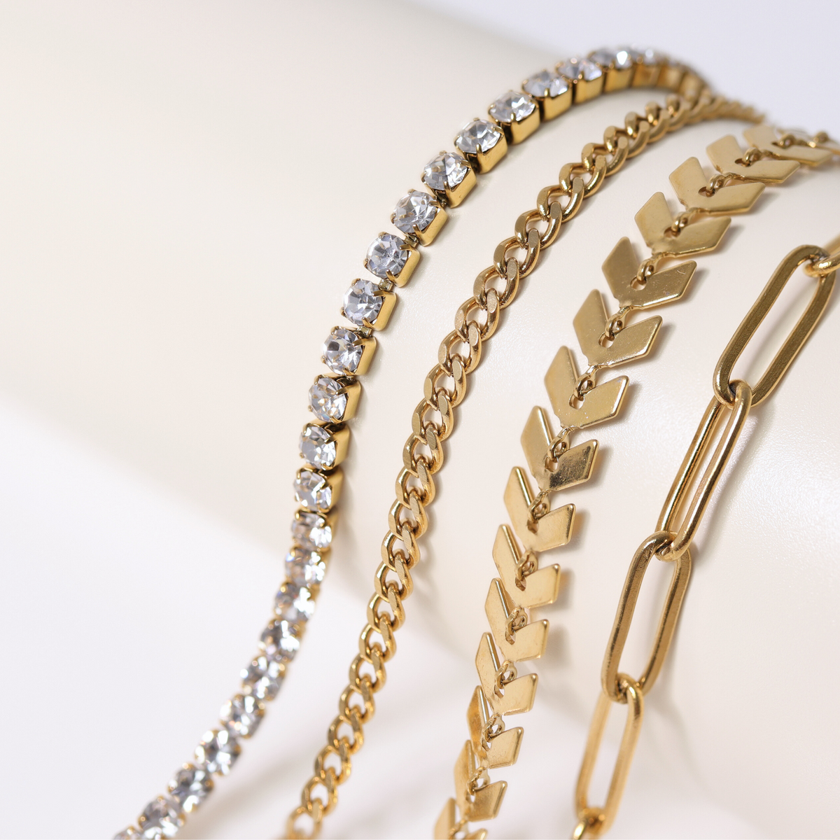 18K Gold PVD Stainless Steel Diamond Cut Curb Chain Necklace / CHN9710