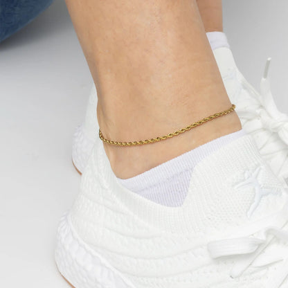 18K Gold PVD Stainless Steel Rope Chain Bracelet/Anklet / BRJ1000