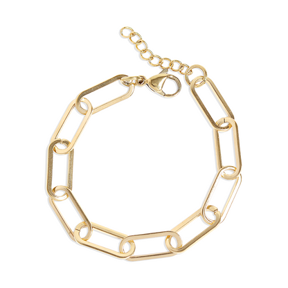 18K Gold PVD Stainless Steel Paperclip Chain Bracelet / BRJ1001