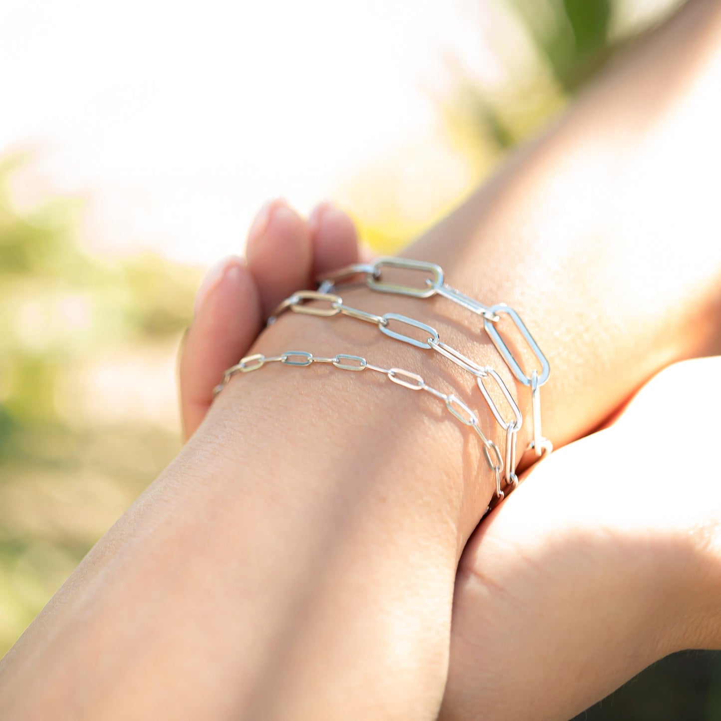 18K Gold PVD Stainless Steel Paperclip Chain Bracelet / BRJ1001