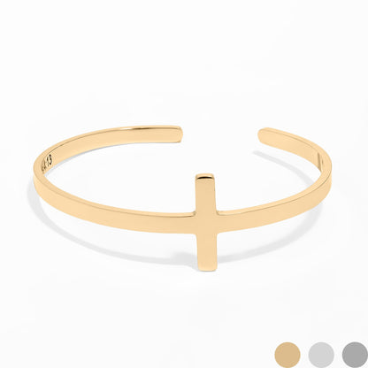 18K Gold PVD Stainless Steel Philippians 4:13 Cross Cuff Bracelet / BRJ1002