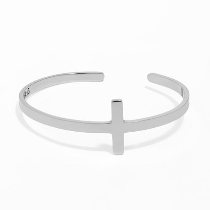 18K Gold PVD Stainless Steel Philippians 4:13 Cross Cuff Bracelet / BRJ1002