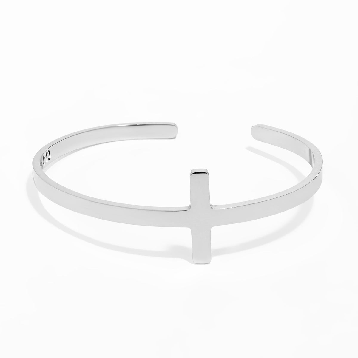 18K Gold PVD Stainless Steel Philippians 4:13 Cross Cuff Bracelet / BRJ1002
