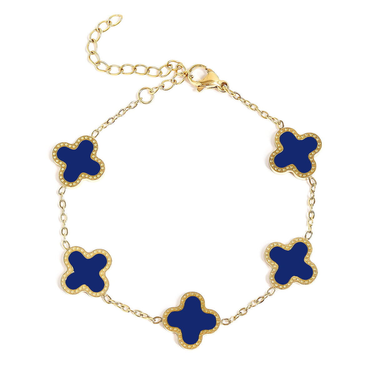 18K Gold PVD Stainless Steel Lucky Clover Charm Bracelet / BRJ1008