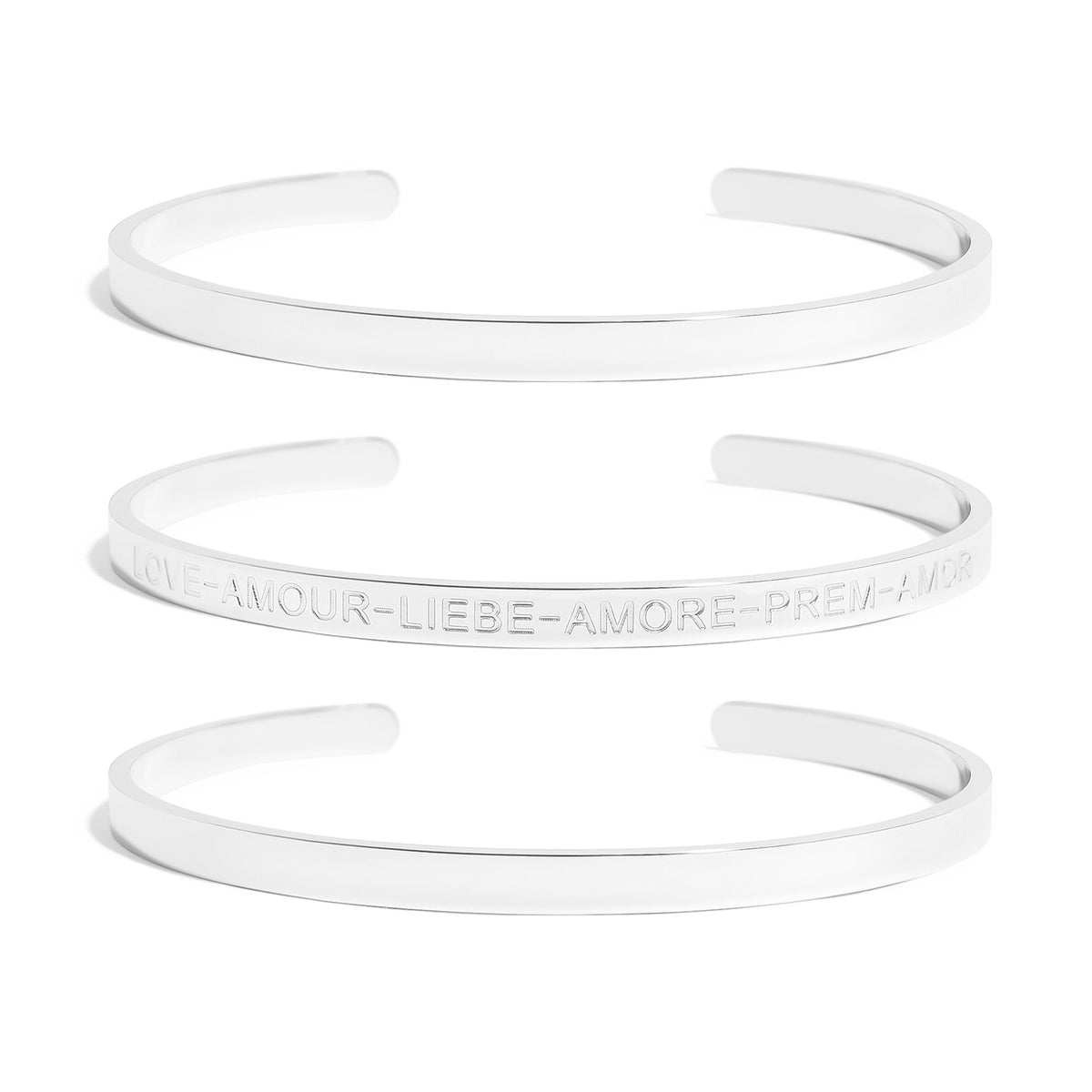 18K Gold PVD Stainless Steel Love Languages 3 Pc Bangle Set / BRJ1012