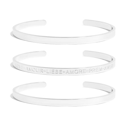 18K Gold PVD Stainless Steel Love Languages 3 Pc Bangle Set / BRJ1012