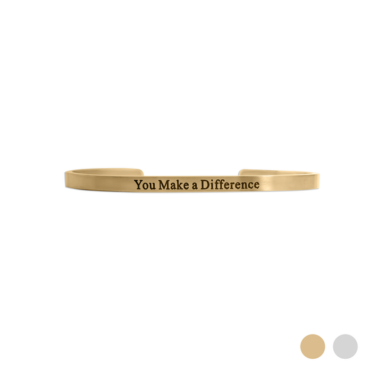 18K Gold PVD You Make a Difference Engraved Bangle Bracelet / BRJ1034