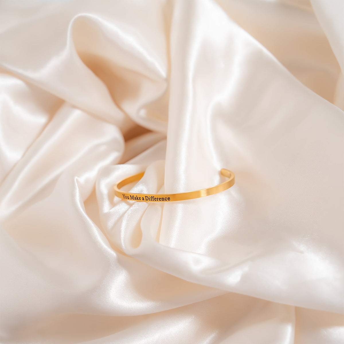 18K Gold PVD You Make a Difference Engraved Bangle Bracelet / BRJ1034