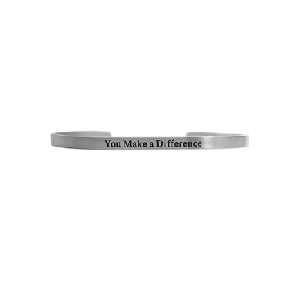 18K Gold PVD You Make a Difference Engraved Bangle Bracelet / BRJ1034