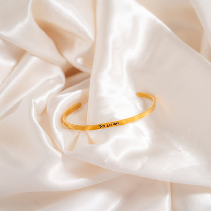 18K Gold PVD You Got This Engraved Bangle Bracelet / BRJ1035