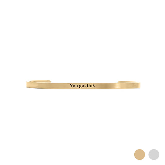 18K Gold PVD You Got This Engraved Bangle Bracelet / BRJ1035
