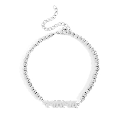 18K Gold PVD Stainless Steel Mama Beaded Bracelet / BRJ1053