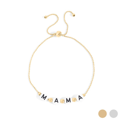 18K gold PVD Stainless Steel Beaded Mama Adjustable Bracelet / BRJ1054