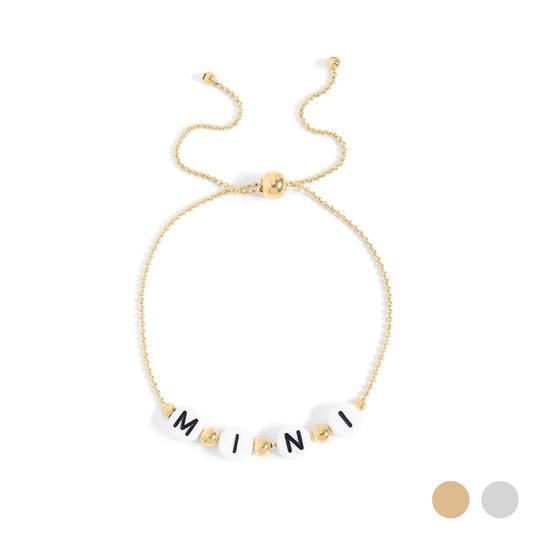 18K Gold PVD Stainless Steel "Mini" Adjustable Beaded Bracelet / BRJ1055