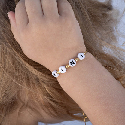 18K Gold PVD Stainless Steel "Mini" Adjustable Beaded Bracelet / BRJ1055