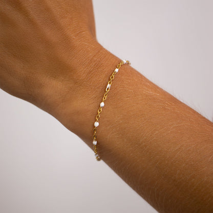 18K Gold PVD Stainless Steel White Confetti Bracelet / BRJ1059