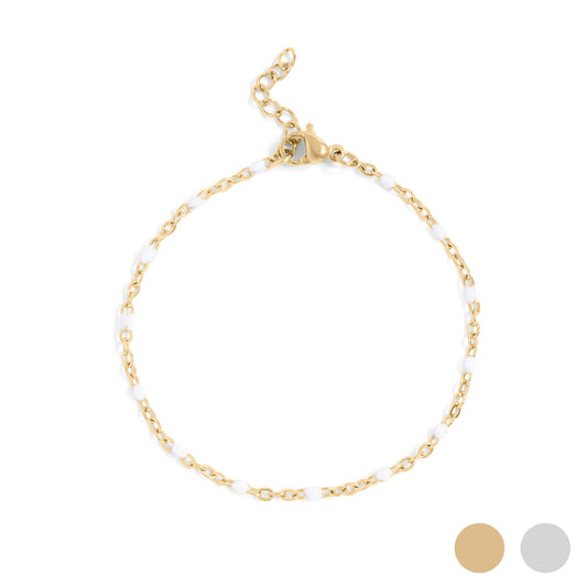18K Gold PVD Stainless Steel White Confetti Bracelet / BRJ1059