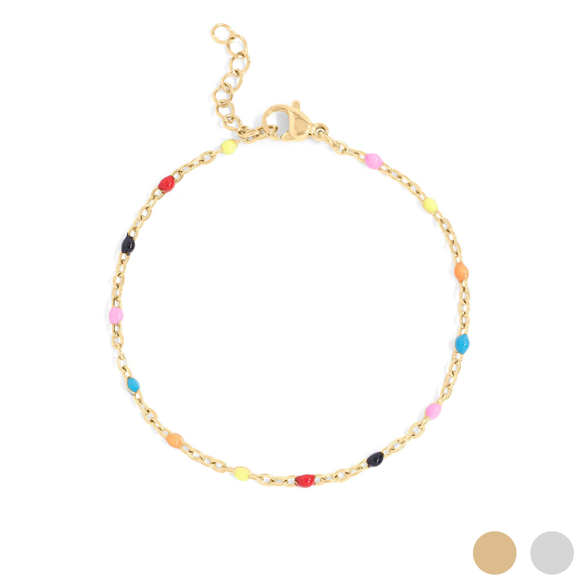 18K Gold PVD Stainless Steel Muti Color Confetti Bracelet / BRJ1060
