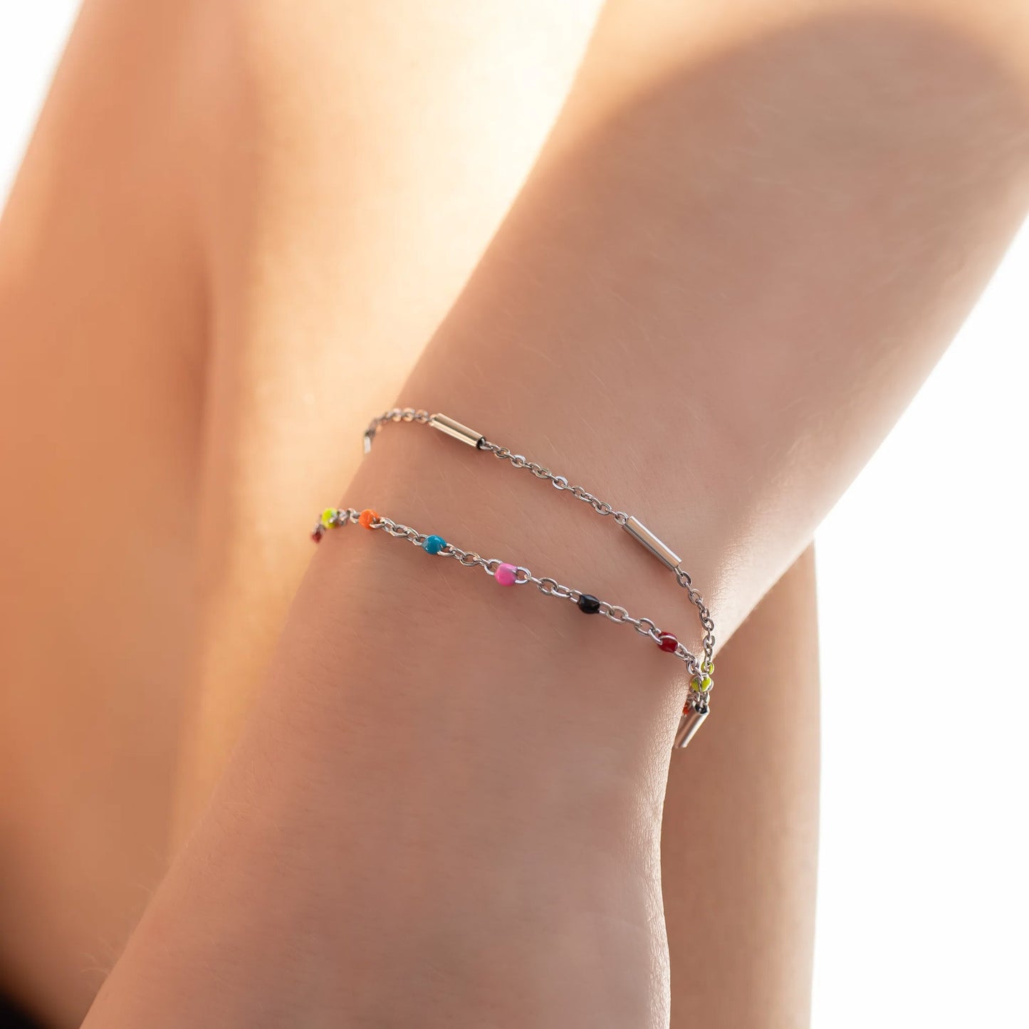 18K Gold PVD Stainless Steel Muti Color Confetti Bracelet / BRJ1060