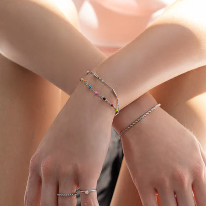 18K Gold PVD Stainless Steel Satellite Bar Chain Bracelet / BRJ1067