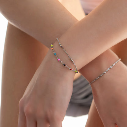 18K Gold PVD Stainless Steel Muti Color Confetti Bracelet / BRJ1060