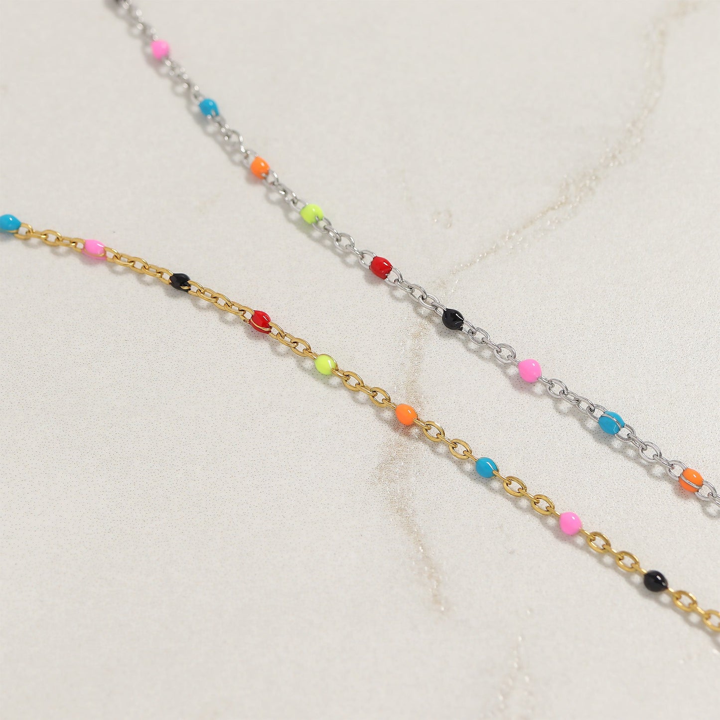 18K Gold PVD Stainless Steel Muti Color Confetti Bracelet / BRJ1060
