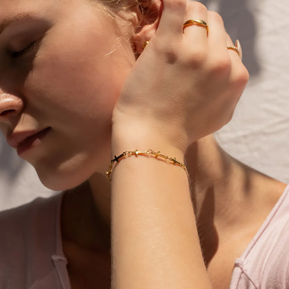 18K Gold PVD Stainless Steel Cross Chain Bracelet / BRJ1062