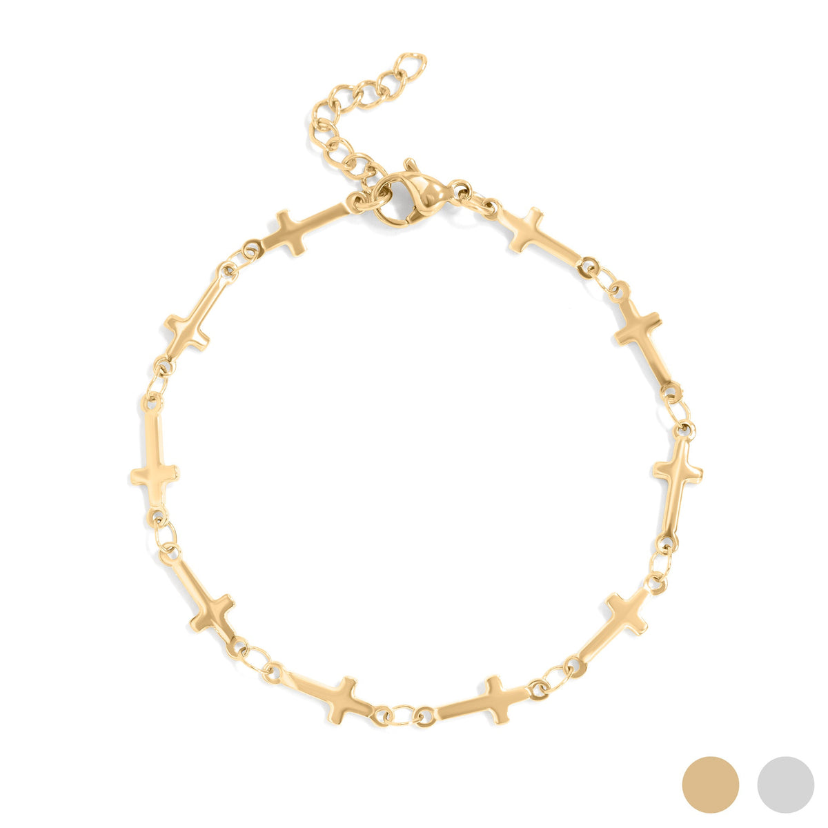 18K Gold PVD Stainless Steel Cross Chain Bracelet / BRJ1062