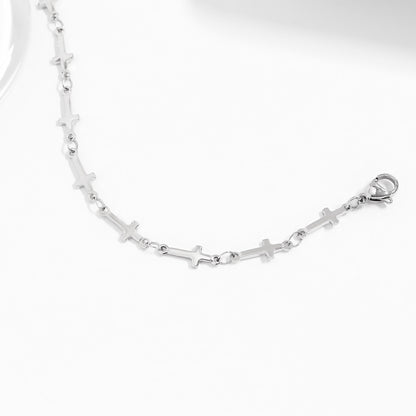 18K Gold PVD Stainless Steel Cross Chain Bracelet / BRJ1062