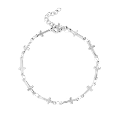 18K Gold PVD Stainless Steel Cross Chain Bracelet / BRJ1062