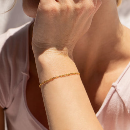 18K Gold PVD Stainless Steel Singapore Chain Bracelet / BRJ1064