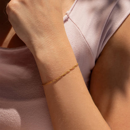 18K Gold PVD Stainless Steel Singapore Chain Bracelet / BRJ1064