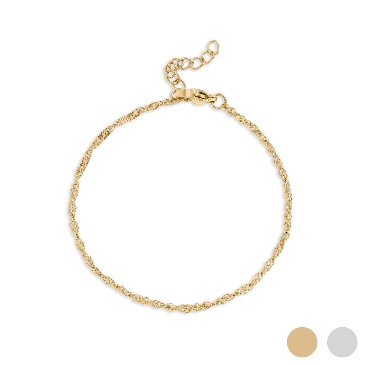 18K Gold PVD Stainless Steel Singapore Chain Bracelet / BRJ1064