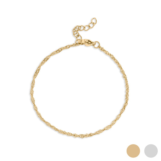 18K Gold PVD Stainless Steel Singapore Chain Bracelet / BRJ1064