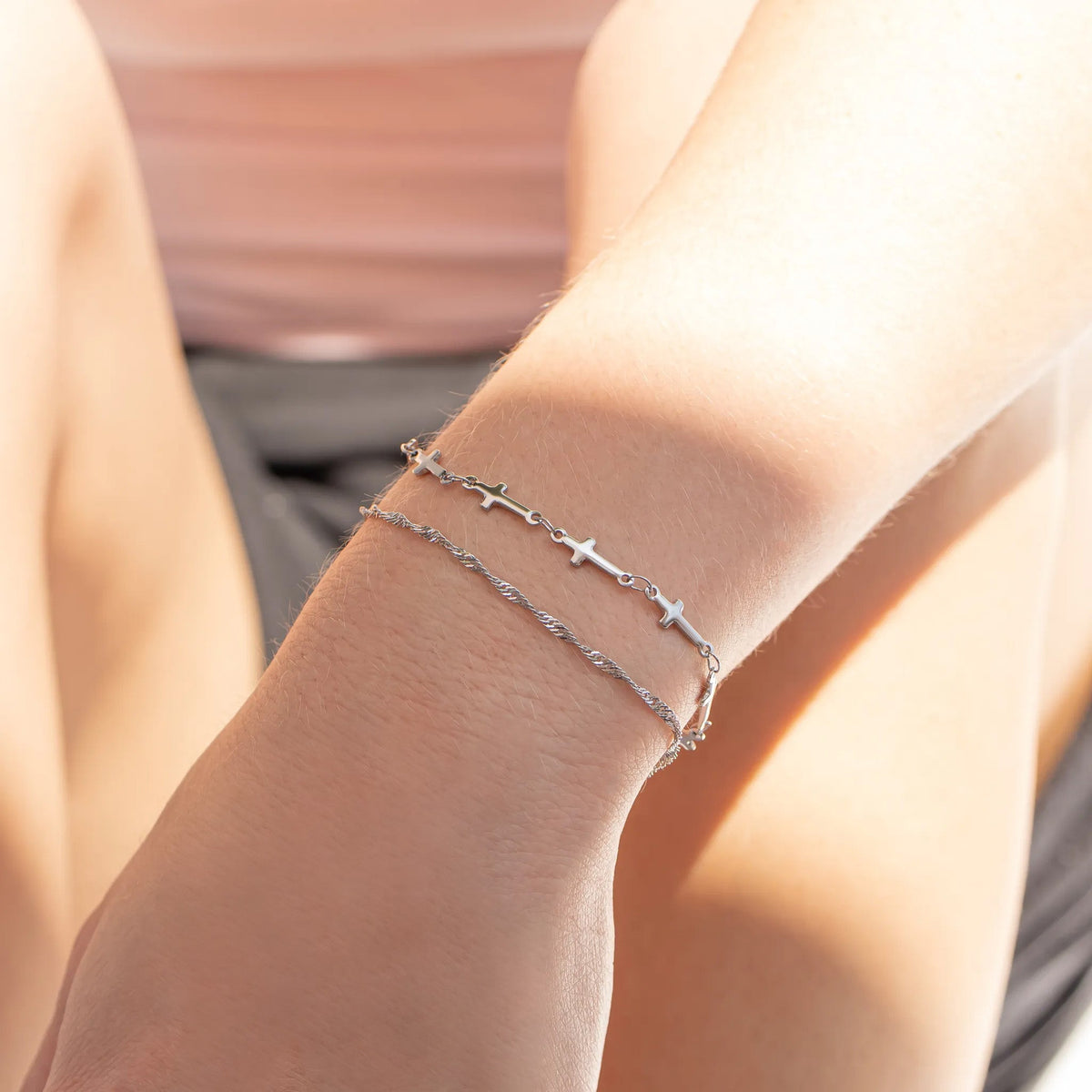 18K Gold PVD Stainless Steel Singapore Chain Bracelet / BRJ1064