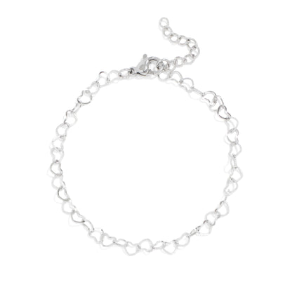 18K Gold PVD Stainless Steel Heart Chain Bracelet / BRJ1065
